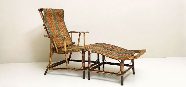 chaise longue vintage in midollino francia anni40 a 064 SE (1)